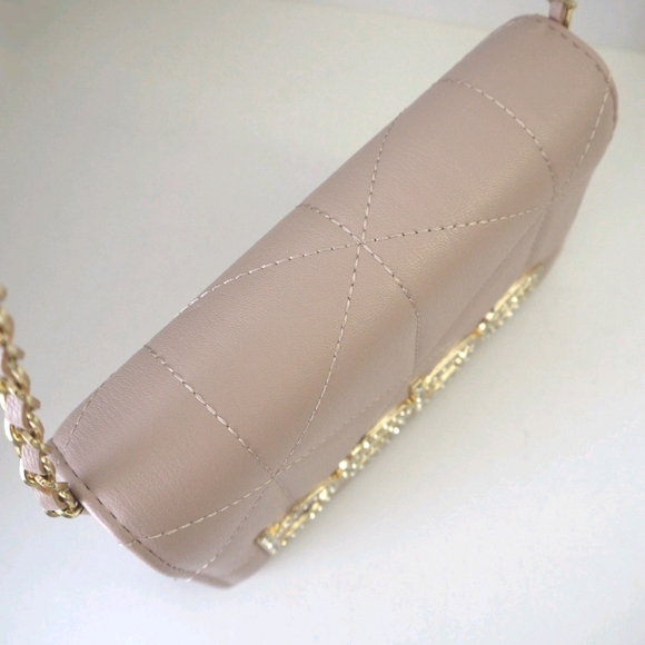Bebe Blush Quilted Clutch with Gold Chain - Picture 3 of 5